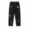Chrome Hearts bestickte Jeans, schwarz