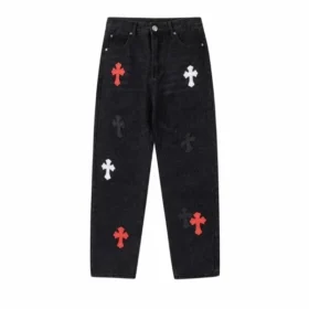 Chrome Hearts bestickte Jeans, schwarz