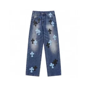 Chrome Hearts Black & Cyan Cross Patch Denim