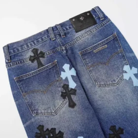 Chrome Hearts Black & Cyan Cross Patch Denim