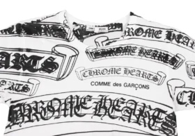 Chrome Hearts Comme Des Garçons bedrucktes T-Shirt Weiß, Schwarz