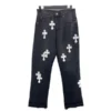 Chrome Hearts Cross-gesteppte Leder-Jeans