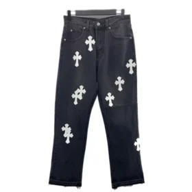 Chrome Hearts Cross-gesteppte Leder-Jeans