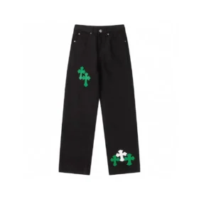 Chrome Hearts Cross Green & White Patch Jeans