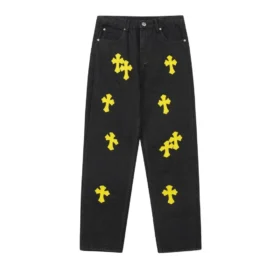 Chrome Hearts Distressed Yellow Jeans