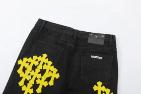 Chrome Hearts Distressed Yellow Jeans