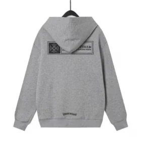 Chrome Hearts Grauer Kapuzenpullover mit Reißverschluss und Floral Cross-Muster