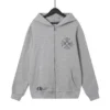Chrome Hearts Grauer Kapuzenpullover mit Reißverschluss und Floral Cross-Muster