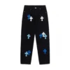 Chrome Hearts Jeans mit blau-weißem Cross Patch