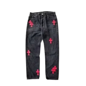 Chrome Hearts Jeans mit rotem Cross Patch