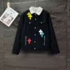 Chrome Hearts Jeansjacke mit weißem Kragen und Cross Patches