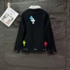 Chrome Hearts Jeansjacke mit weißem Kragen und Cross Patches
