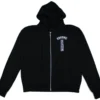 Chrome Hearts Kapuzenpullover mit Reißverschluss und Blumenlogo, schwarz, Größe L Chrome Hearts Kapuzenpullover mit Reißverschluss und Blumenlogo, schwarz, Größe L