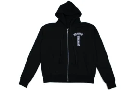 Chrome Hearts Kapuzenpullover mit Reißverschluss und Blumenlogo, schwarz, Größe L