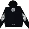 Chrome Hearts Kapuzenpullover mit Reißverschluss und Blumenlogo, schwarz, Größe L Chrome Hearts Kapuzenpullover mit Reißverschluss und Blumenlogo, schwarz, Größe L