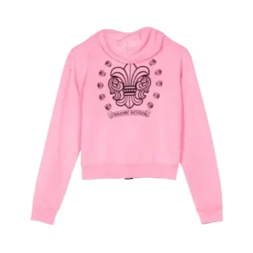 Chrome Hearts Mädchen-Kapuzenpullover mit Reißverschluss in Rosa