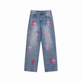 Chrome Hearts Pink Cross Logo Jeans