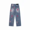 Chrome Hearts Pink Cross Logo Jeans