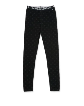 Chrome Hearts schwarze Baumwoll-Leggings mit grauem Multilogo-Print