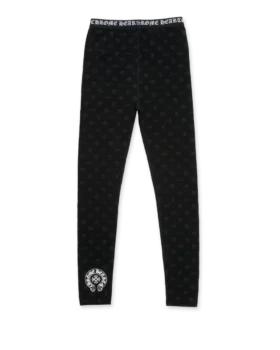 Chrome Hearts schwarze Baumwoll-Leggings mit grauem Multilogo-Print