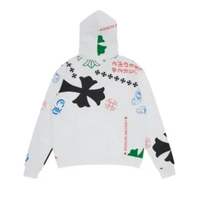Chrome Hearts Stencil Kapuzenpullover in Weiß/Mehrfarbig Chrome Hearts Stencil Kapuzenpullover in Weiß/Mehrfarbig