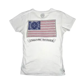 Chrome Hearts T-Shirt mit USA-Flaggen-Print auf der Rückseite in Weiß