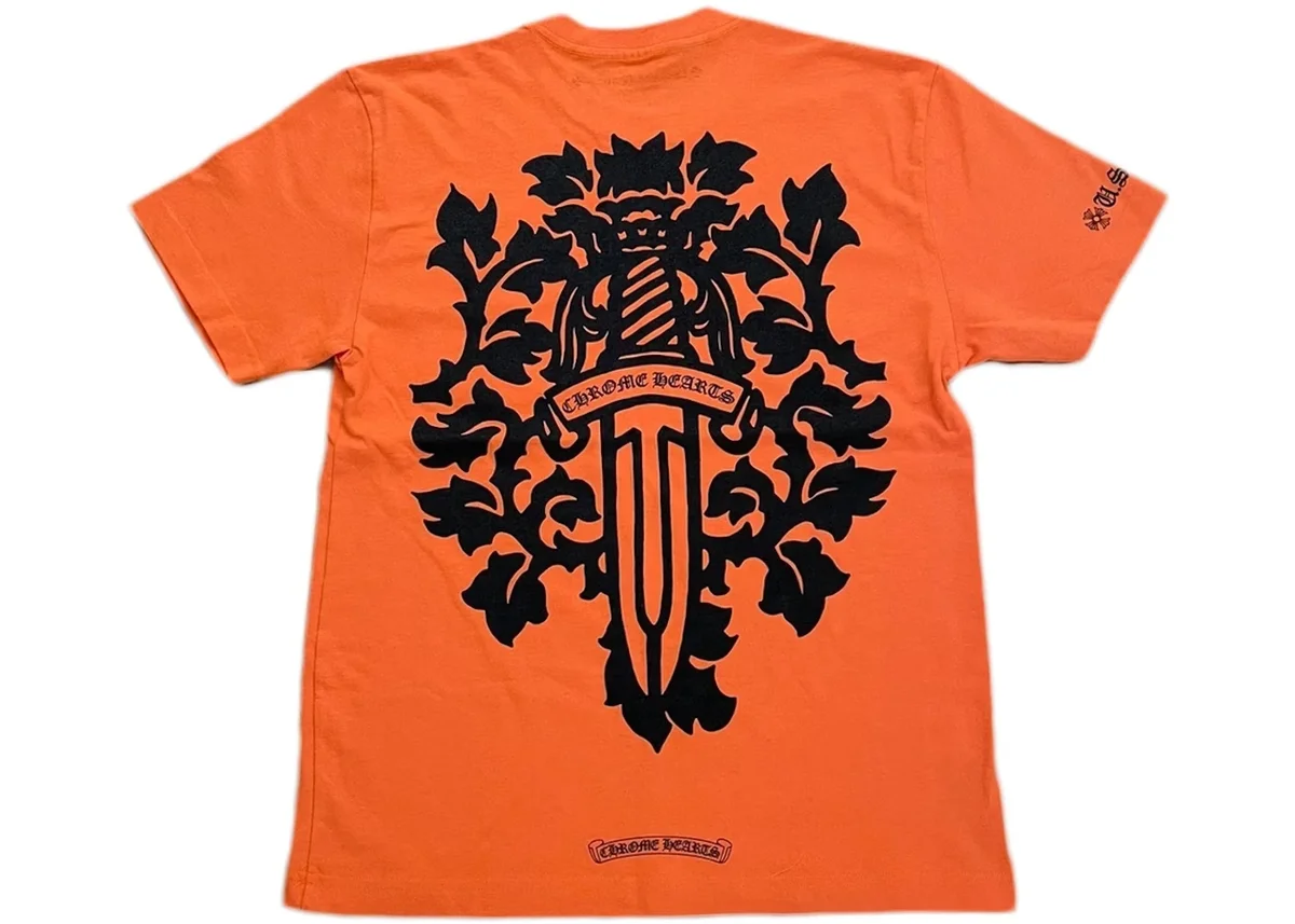 Chrome Hearts Vine Dagger T-Shirt Orange Schwarz Chrome Hearts Vine Dagger T-Shirt Orange Schwarz