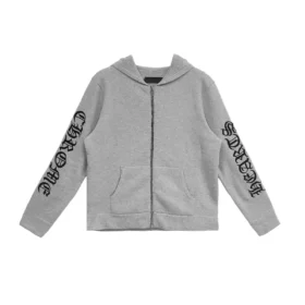 Chrome Hearts Zip-up-Kapuzenpullover aus Kaschmir mit Stickerei, grau Chrome Hearts Zip-up-Kapuzenpullover aus Kaschmir mit Stickerei, grau