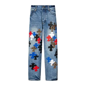 Firmranch Lederhose mit Leopardenmuster und Kreuz