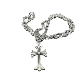 Halskette im Chrome Hearts-Stil, versilbert