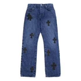 Jeans mit Leder-Cross-Patches