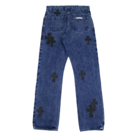 Jeans mit Leder-Cross-Patches