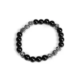 Onyx-Perlen-Armbänder 8 mm (8 Silberperlen) Onyx-Perlen-Armbänder 8 mm (8 Silberperlen)